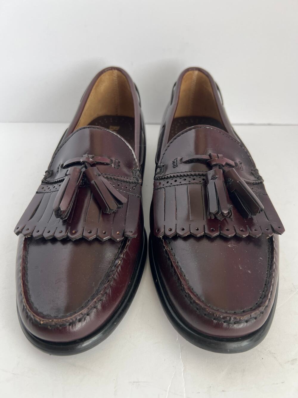 Bass Men Burgundy Leather Layton Kiltie Weejun Tassel Loafers Size 10.5 D Preppy